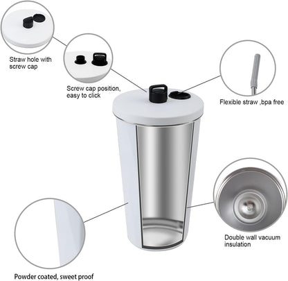 Stainless Steel Vacuum Flask with Straw